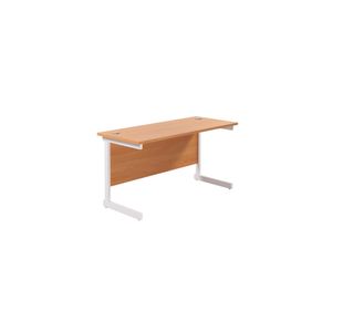Jemini Single Rectangular Desk 1400x600x730mm Beech/White KF800587