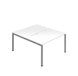 Jemini Two Person Back-to-Back Bench Desk White/Silver KF800613