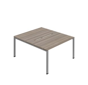 Jemini Two Person Back-to-Back Bench Desk Grey Oak/Silver KF800624