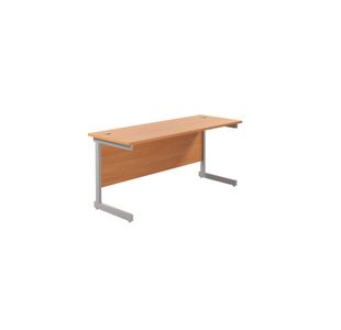 Jemini Single Rectangular Desk 1600x600x730mm Beech/Silver KF800648