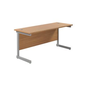 Jemini Single Rectangular Desk 1600x600x730mm Nova Oak/Silver KF800660