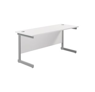 Jemini Single Rectangular Desk 1600x600x730mm White/Silver KF800676