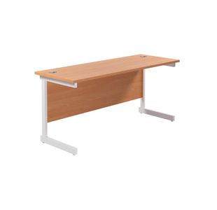 Jemini Single Rectangular Desk 1800x600x730mm Beech/White KF800821