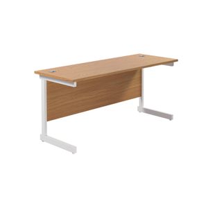 Jemini Single Rectangular Desk 1800x600x730mm Nova Oak/White KF800840