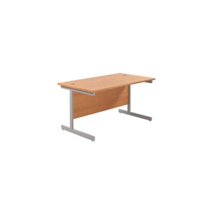 Jemini Single Rectangular Desk 1200x800x730mm Beech/Silver KF801008