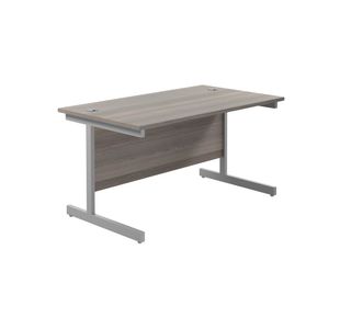 Jemini Single Rectangular Desk 1200x800x730mm Grey Oak/Silver KF801014