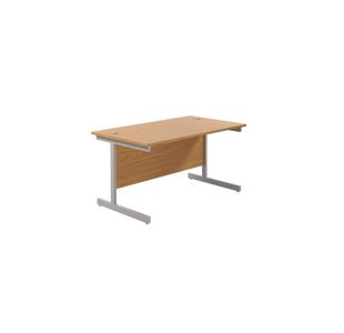 Jemini Single Rectangular Desk 1200x800x730mm Nova Oak/Silver KF801020