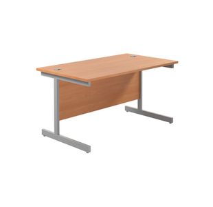 Jemini Single Rectangular Desk 1400x800x730mm Beech/Silver KF801126