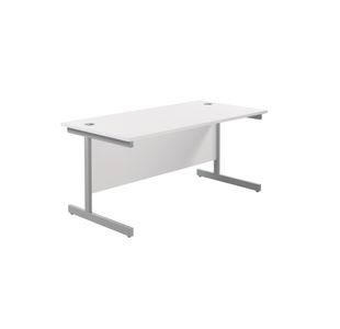 Jemini Single Rectangular Desk 1800x800x730mm White/Silver KF801397