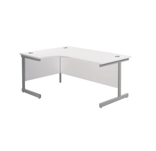 Jemini Radial Left Hand Cantilever Desk 1600x1200x730mm White/Silver KF801756