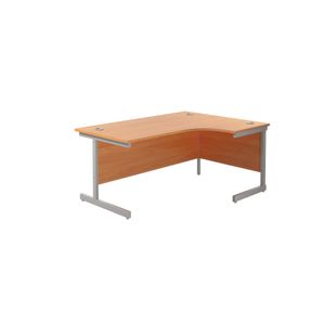 Jemini Radial Right Hand Cantilever Desk 1600x1200x730mm Beech/Silver KF801784