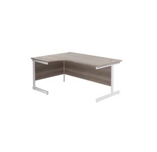 Jemini Radial Left Hand Cantilever Desk 1600x1200x730mm Grey Oak/White KF801852