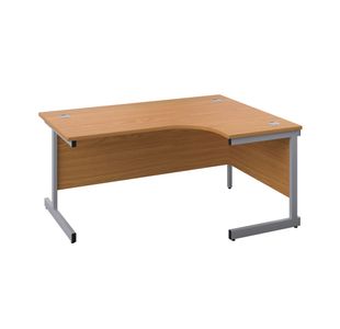 First Radial Right Hand Desk 1600x1200x730mm Nova Oak/Silver KF803058