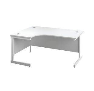 First Radial Left Hand Desk 1600x1200x730mm White/White KF803096