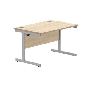 Astin Rectangular Single Upright Cantilever Desk 1200x800x730mm Canadian Oak/Silver KF803158