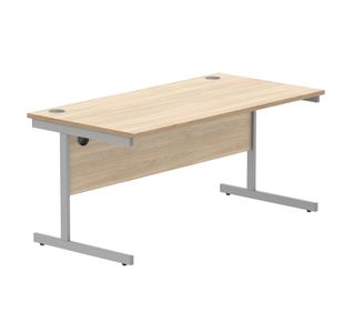 Astin Rectangular Single Upright Cantilever Desk 1600x800x730mm Canadian Oak/Silver KF803297