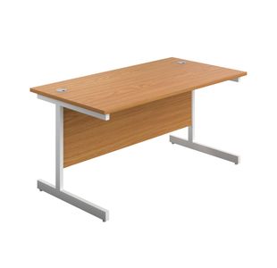 First Rectangular Cantilever Desk 1400x800x730mm Nova Oak/White KF803416