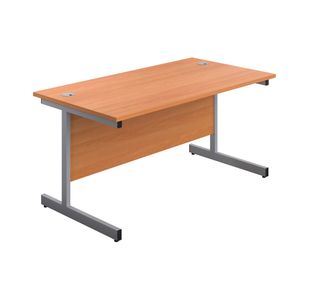 First Rectangular Cantilever Desk 1600x800x730mm Beech/Silver KF803430