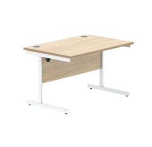 Astin Rectangular Single Upright Cantilever Desk 1200x800x730mm Canadian Oak/Arctic White KF803477