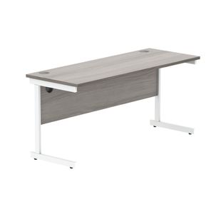 Astin Rectangular Single Upright Cantilever Desk 1600x600x730 Alaskan Grey Oak/Arctic White KF803727