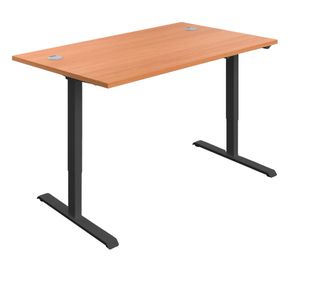 First Economy Sit/Stand Height Adj Desk 1400x800 Bch/Blk KF803818