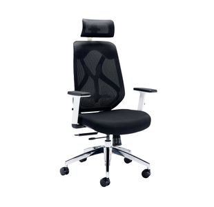 Arista Stealth High Back Chair with Headrest Adjustable Arms Black/White KF80382