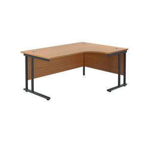 Jemini Radial Right Hand Double Upright Cantilever Desk 1800x1200x730mm Nova Oak/Black KF803836