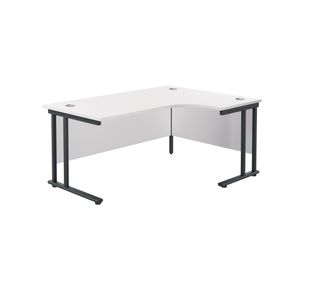 Jemini Radial Right Hand Double Upright Cantilever Desk 1800x1200x730mm White/Black KF803843