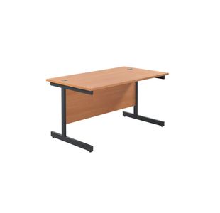Jemini Rectangular Single Upright Cantilever Desk 1200x800x730mm Beech/Black KF803928