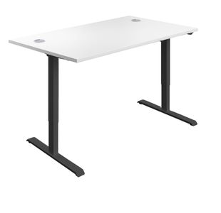 First Economy Sit/Stand Height Adj Desk 1400x800 Wht/Blk KF803943