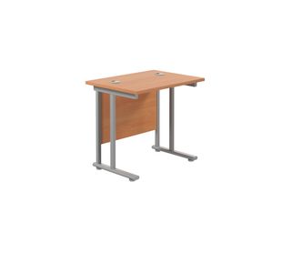 Jemini Double Upright Rectangular Desk 800x600x730mm Beech/Silver KF806080