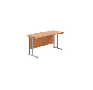 Jemini Rectangular Cantilever Desk 1200x600x730mm Beech/Silver KF806202