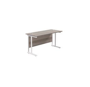 Jemini Rectangular Cantilever Desk 1200x600x730mm Grey Oak/White KF806271