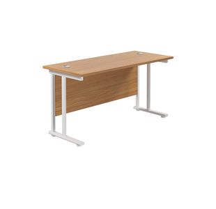 Jemini Rectangular Cantilever Desk 1200x600x730mm Nova Oak/White KF806288