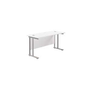 Jemini Rectangular Cantilever Desk 1400x600x730mm White/Silver KF806356