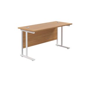 Jemini Rectangular Cantilever Desk 1400x600x730mm Nova Oak/White KF806400