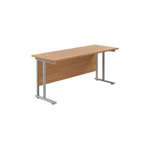 Jemini Rectangular Cantilever Desk 1600x600x730mm Nova Oak/Silver KF806462
