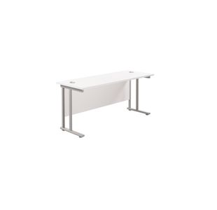 Jemini Rectangular Cantilever Desk 1600x600x730mm White/Silver KF806479