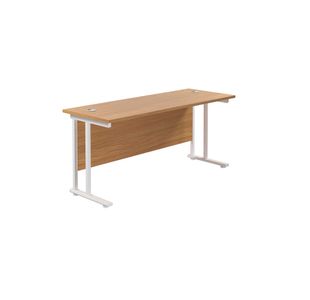 Jemini Rectangular Cantilever Desk 1600x600x730mm Nova Oak/White KF806523