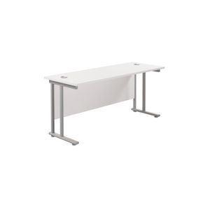 Jemini Rectangular Cantilever Desk 1800x600x730mm White/Silver KF806592