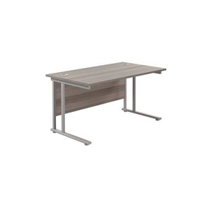 Jemini Rectangular Cantilever Desk 1200x800x730mm Grey Oak/Silver KF806813