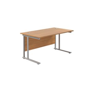 Jemini Rectangular Cantilever Desk 1400x800x730mm Nova Oak/Silver KF806943