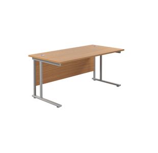 Jemini Rectangular Cantilever Desk 1600x800x730mm Nova Oak/Silver KF807063