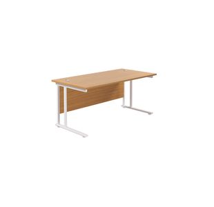Jemini Rectangular Cantilever Desk 1600x800x730mm Nova Oak/White KF807124