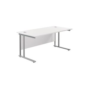 Jemini Rectangular Cantilever Desk 1800x800x730mm White/Silver KF807193