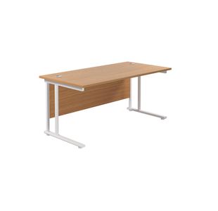 Jemini Rectangular Cantilever Desk 1800x800x730mm Nova Oak/White KF807247