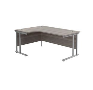 Jemini Radial Left Hand Cantilever Desk 1600x1200x730mm Grey Oak/Silver KF807537