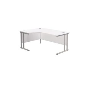 Jemini Radial Left Hand Cantilever Desk 1600x1200x730mm White/Silver KF807551