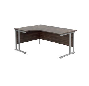 Jemini Radial Left Hand Cantilever Desk 1600x1200x730mm Dark Walnut/Silver KF807575
