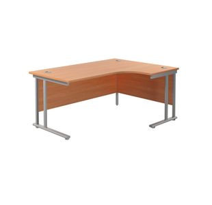 Jemini Radial Right Hand Cantilever Desk 1600x1200x730mm Beech/Silver KF807582
